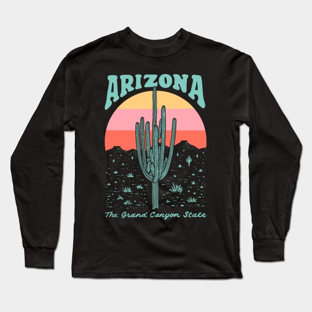 Arizona Saguaro Desert Cactus The Grand Canyon State Long Sleeve T-Shirt by lorenklein